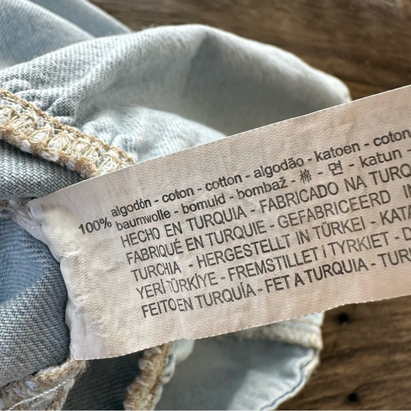 Zara Girls size 9 Light Wash Western Denim Dress Snap Up Ruffle Short Sleeve - Picture 4 of 6